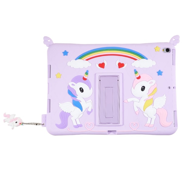 SKALO iPad 10.2 Stöttåligt Unicorn Rainbow Silikon Skal - Lila Lila