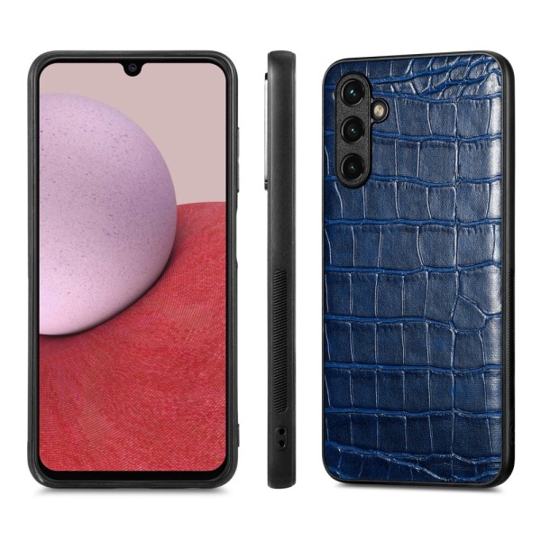 SKALO Samsung A14 4G/5G Crocodile PU Nahka Hybrid Suojakuori - Sininen Blue