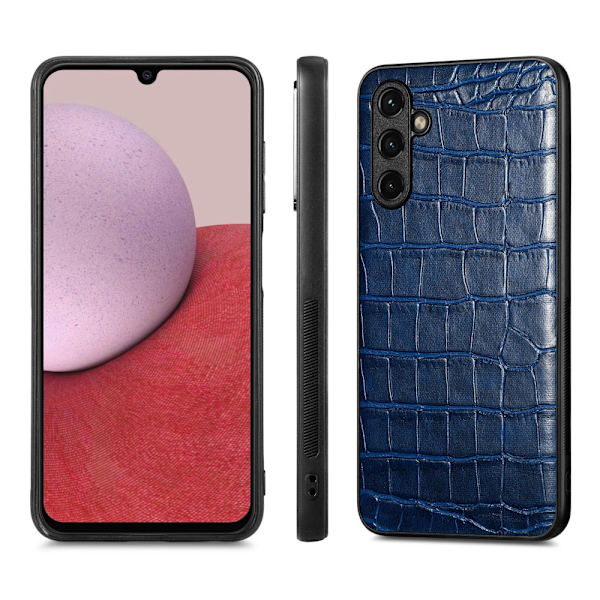 SKALO Samsung A14 4G/5G Krokodil PU-Läder Hybrid Skal - Blå Blå