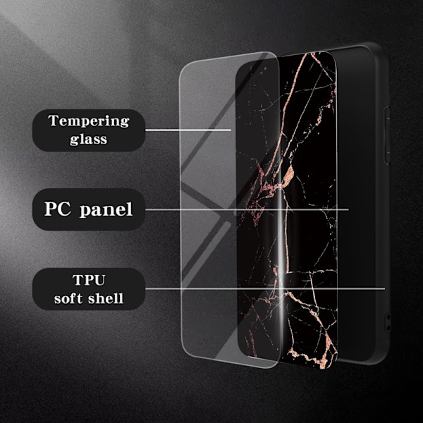 SKALO iPhone 16 Pro Max Marmor hærdet glas TPU Cover - #3 Multicolor