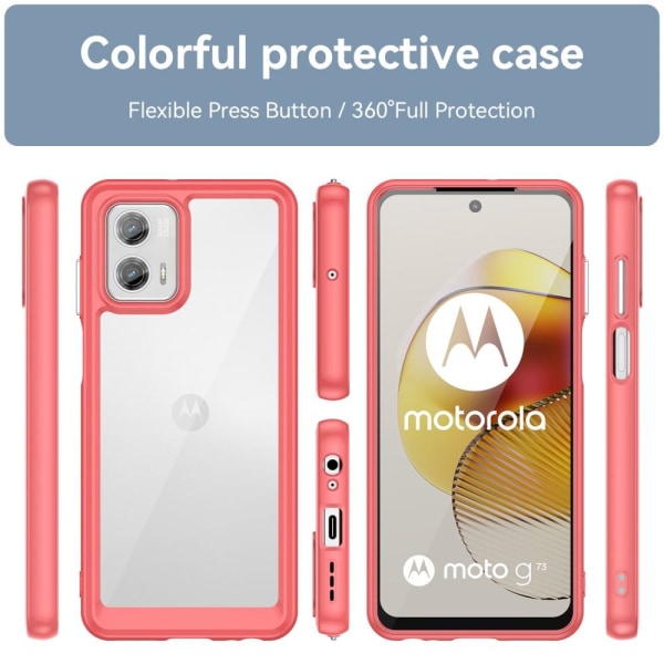SKALO Motorola Moto G73 5G Transparent TPU Bumper Skal - Röd Röd