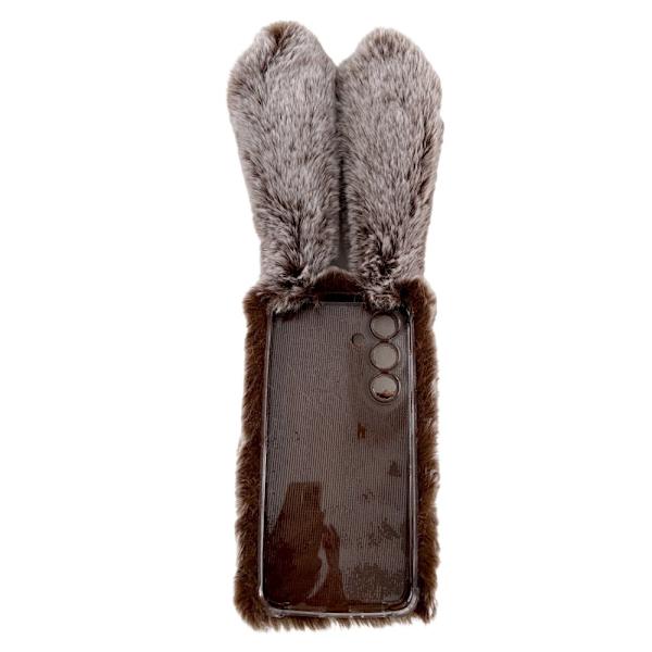 SKALO Samsung S24 3D Soft Furry Bunny Ears Suojakuori - Harmaa Grey