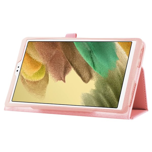 SKALO Samsung Tab A7 Lite Duofold Litchi Fodral - Rosa Rosa