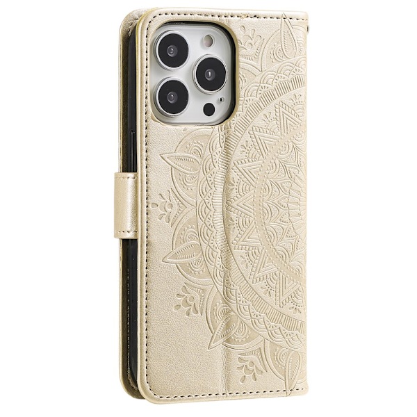 SKALO iPhone 16 Pro Mandala Plånboksfodral - Guld Guld