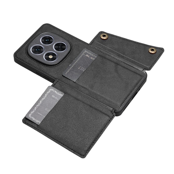 SKALO Xiaomi Redmi Note 14 Pro+ 5G PU-nahkakotelo, 2 korttipaikkaa Suojakuori - Musta Black