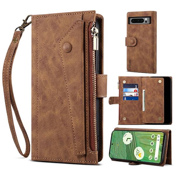 SKALO Google Pixel 8 Pro ESEBLE Big Wallet Lompakkokotelo - Ruskea Brown