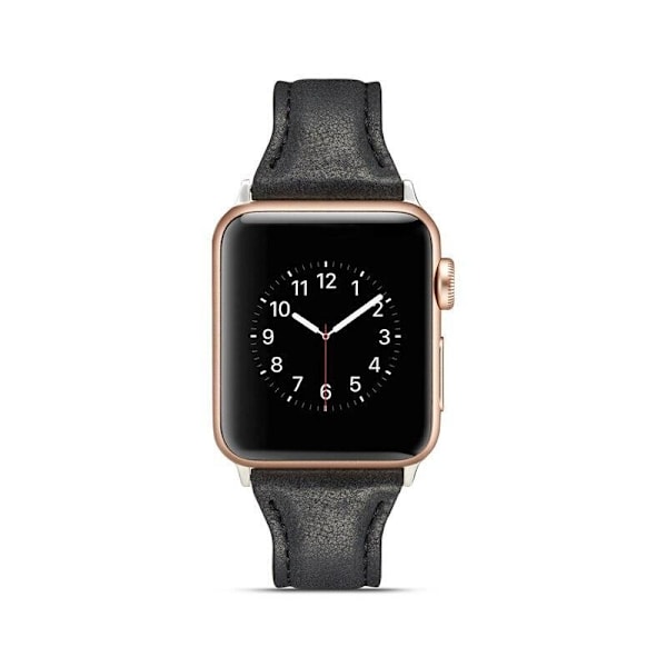 SKALO Smalt Læderarmbånd Apple Watch SE 40mm - Vælg farve Black