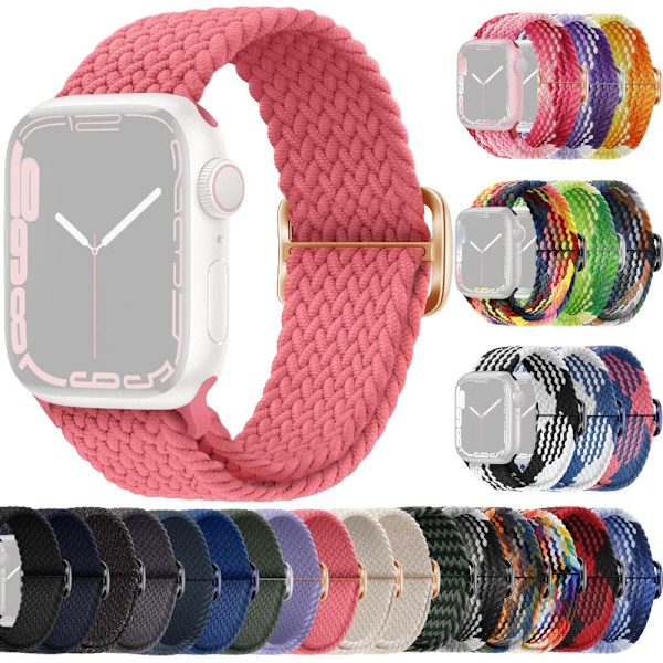 SKALO Flätat tygarmband Apple Watch Series 7-9 45mm - Fler färger Rosa