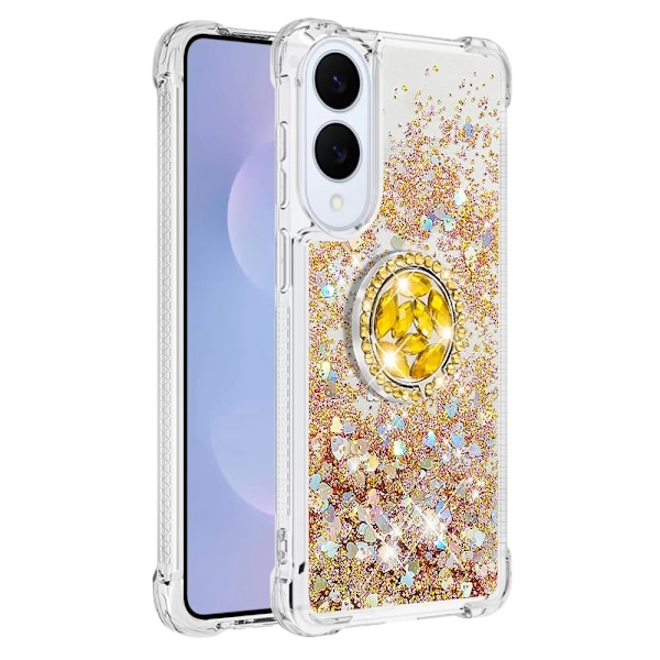 SKALO Samsung S25 Edge Kvicksand Glitter Ring Skal - Guld Guld