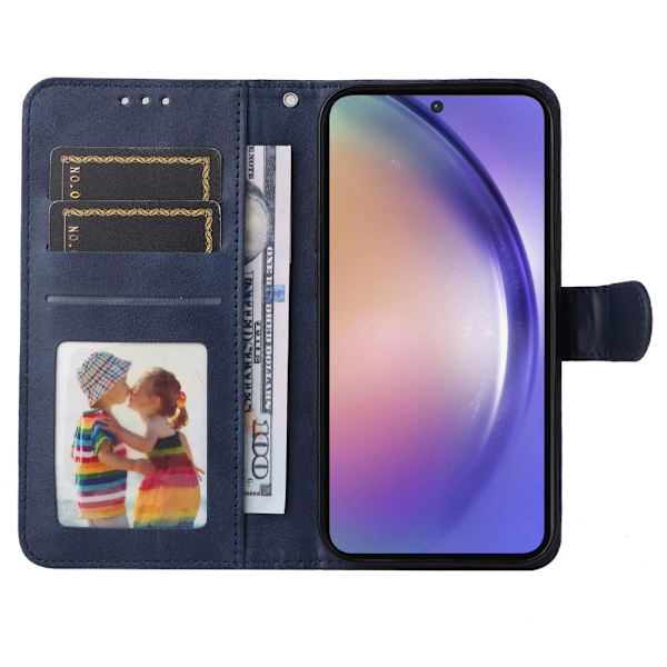 SKALO Samsung A55 5G PU-læder Pungetui - Vælg farve Blue