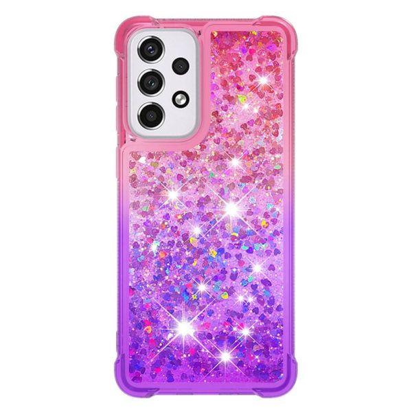 SKALO Samsung A33 5G Kvicksand Glitter Hjerter TPU Cover - Pink- Multicolor