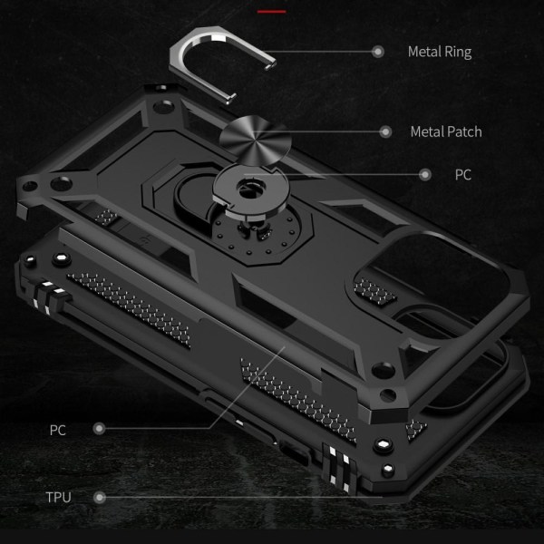 SKALO iPhone 13 Pro Max Armor Hybrid Metallring skal - Svart Svart