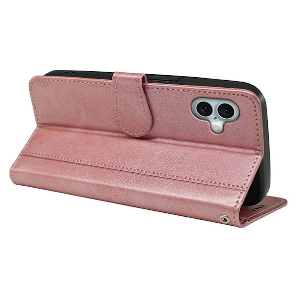 SKALO iPhone 16 Plånboksfodral i PU-Läder - Roséguld Rosa guld