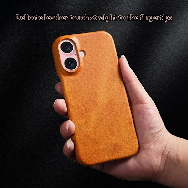 SKALO iPhone 16 PU-læder Cover - Brun Brown