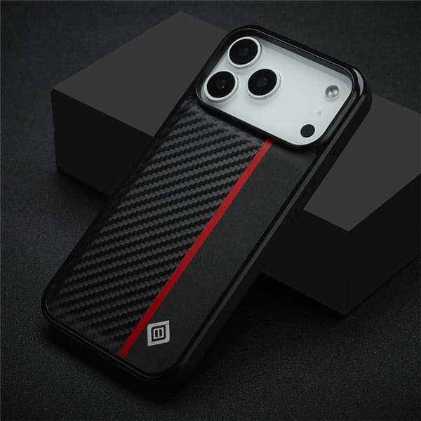 LC.IMEEKE Carbon Fiber Cover til iPhone 18 Pro Max - Sort Black