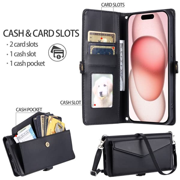 SKALO iPhone 16 Plus Evelope Clutch 5-RUM - Sort Black