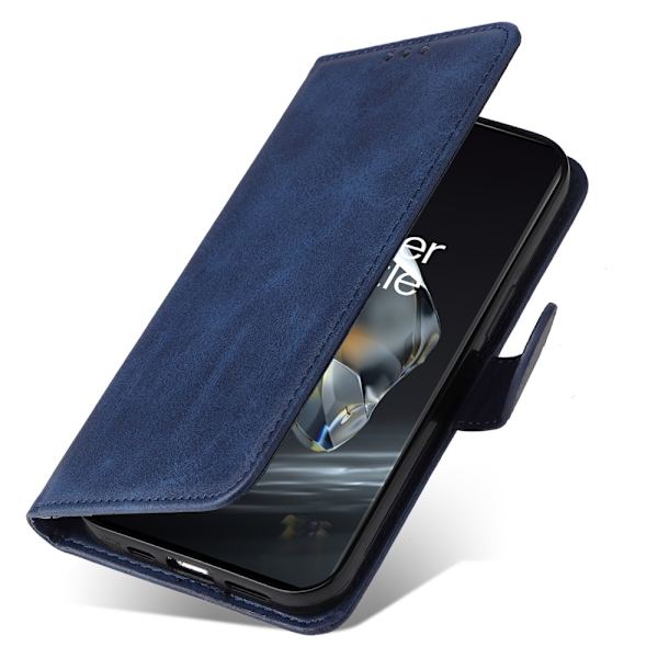 SKALO OnePlus 12R 5G PU-nahkainen Lompakkokotelo - Valitse väri Blue