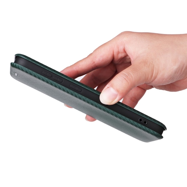 SKALO Samsung S25 Carbon Fiber Lompakkokotelo - Vihreä Green