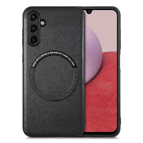SKALO Samsung A14 4G/5G PU læder hybrid magnetisk ring Cover - Sort Black