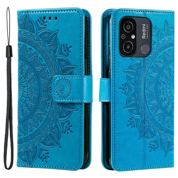 SKALO Xiaomi Redmi 12C 4G Mandala Plånboksfodral - Blå Blå