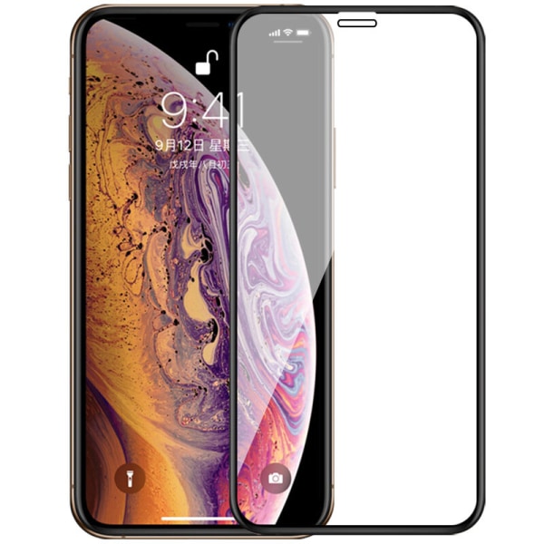 SKALO iPhone 11 Pro Max Heltäckande Skärmskydd Härdat Glas - Svart Svart