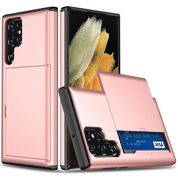 SKALO Samsung S25 Ultra Armor Korthållare Skal - Roséguld Rosa guld