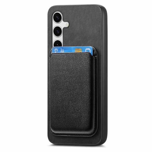 SKALO Samsung S25+ 2-i-1 PU-Läder Skal+Korthållare - Svart Svart