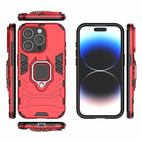 SKALO iPhone 15 Pro Max Armor Hybrid metal ring cover - Rød Red