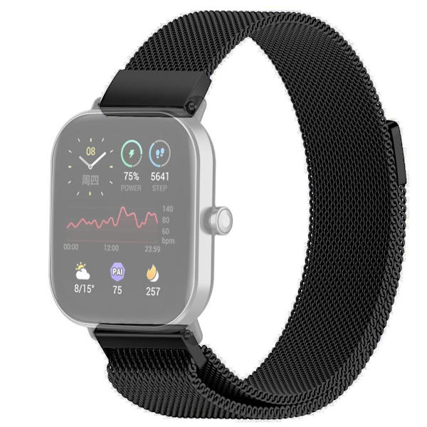 SKALO Milanese Loop to Amazfit Bip/Bip U/Bip U Pro/Bip S - Valitse väri Black