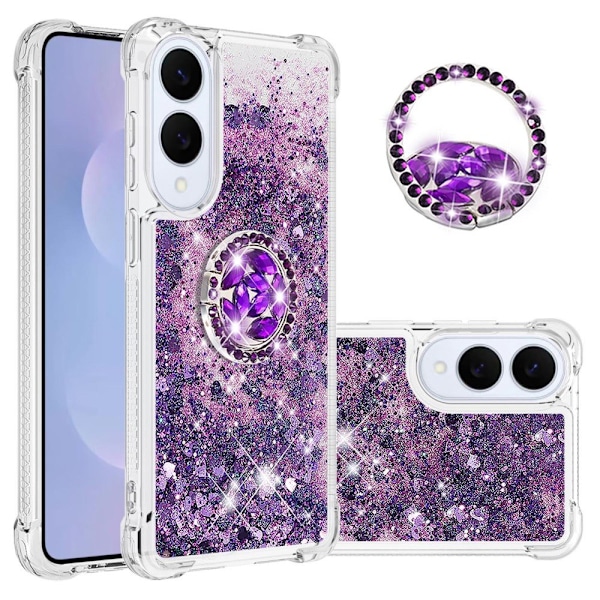 SKALO Samsung S25 Edge Kvicksand Glitter Ring Cover - Lilla Purple