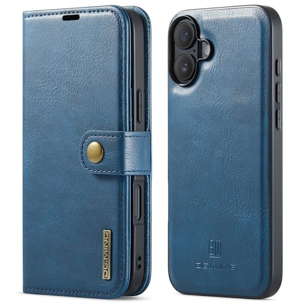 DG MING iPhone 16 Plus 2-i-1 Magnet Plånboksfodral - Blå Blå