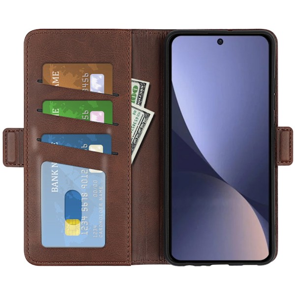 SKALO Xiaomi 13 5G Premium Wallet Flip Cover - Brun Brown