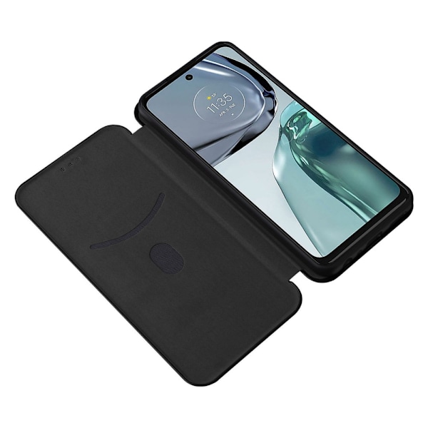 SKALO Motorola Moto G62 5G Carbon Fiber Plånboksfodral - Svart Svart