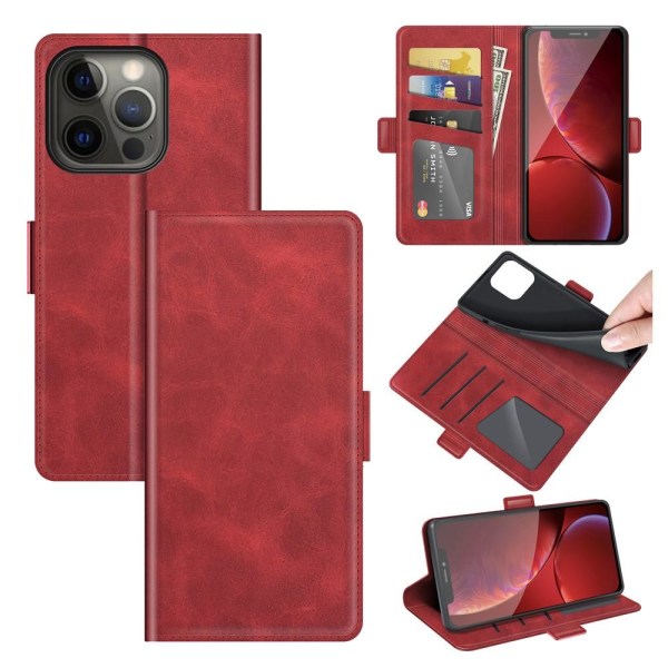 SKALO iPhone 13 Pro Max Premium Plånboksfodral - Röd Röd