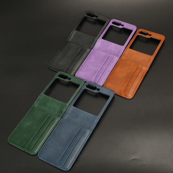 SKALO Samsung Z Flip5 PU-Läder Korthållare Skal - Grön Grön