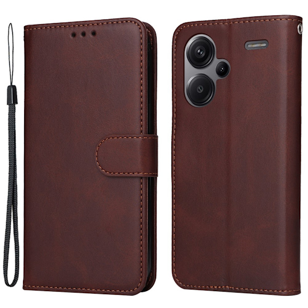 SKALO Xiaomi Redmi Note 13 Pro+ PU-nahkainen Lompakkokotelo - Valitse väri Brown