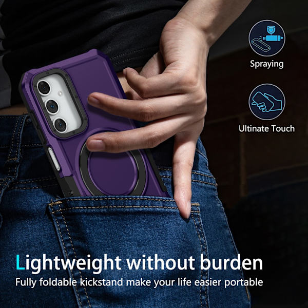 SKALO Samsung A15 4G Armor Hybridi metallirengas kuori - Tumman violetti Dark purple