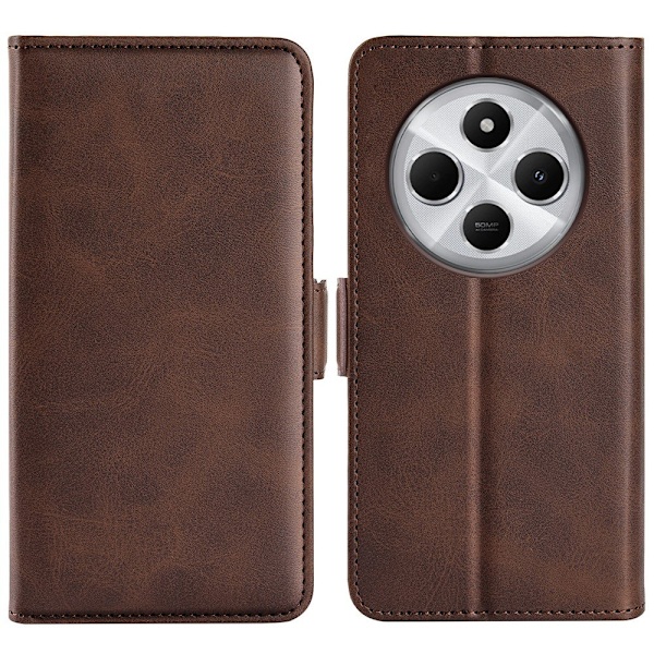 SKALO Xiaomi Redmi 14C Premium Wallet Flip Cover - Brun Brown