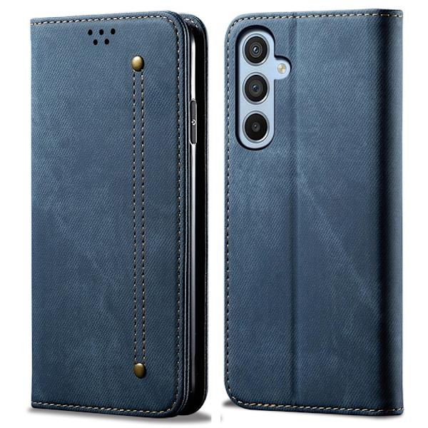 SKALO Samsung A55 5G Jeans Plånboksfodral - Blå Blå