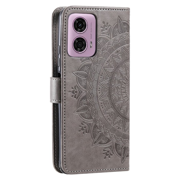 SKALO Motorola Moto G85 5G Mandala Flip Cover - Grå Grey