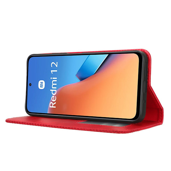 SKALO Xiaomi Redmi 12 4G/5G Premium Pungetui med prægning - Rød Red