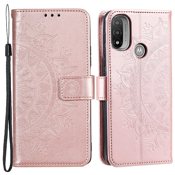 SKALO Moto E20/E30/E40 Mandala Plånboksfodral - Roséguld Pink gold