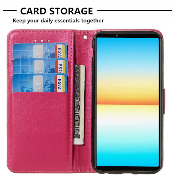 SKALO Sony Xperia 10 V Lompakkokotelo PU-nahkaa - Cerise Cerise