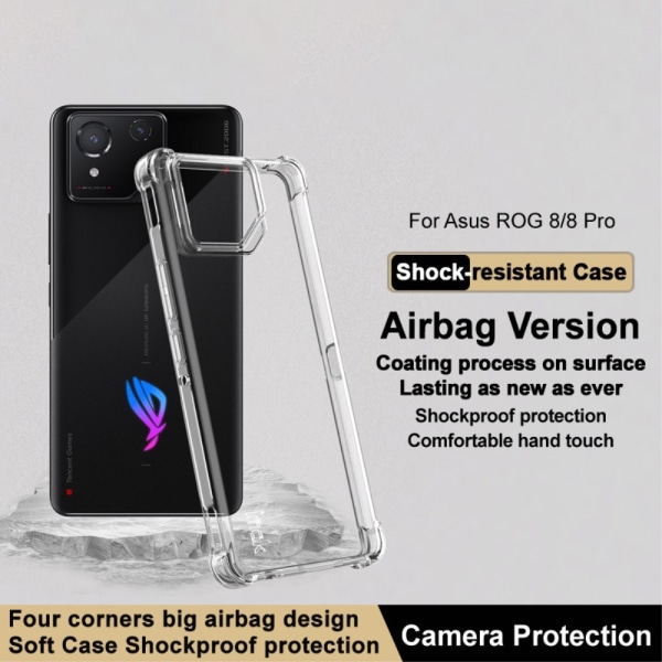 IMAK Asus ROG Phone 8 5G Ekstra stærk TPU-cover Transparent