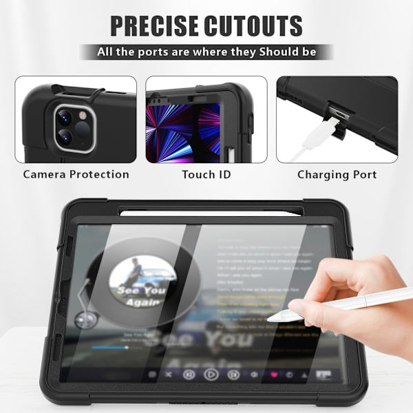 SKALO iPad Pro 11" Extra Shockproof Armor Shockproof Cover - Sort Black