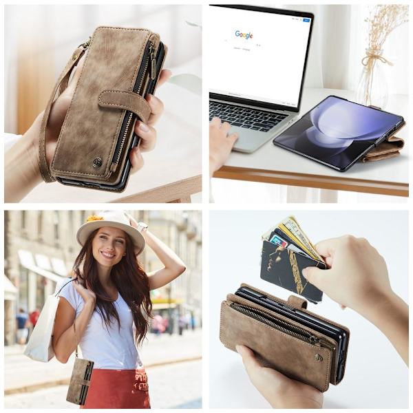 CaseMe Samsung Z Fold5 CaseMe Big Wallet Lompakkokotelo - Ruskea Brown