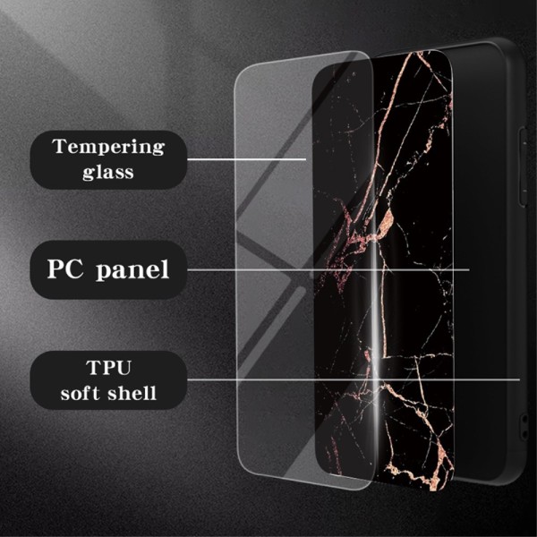 SKALO Samsung S24+ Marmor Härdat Glas TPU-skal - Motiv 5 multifärg