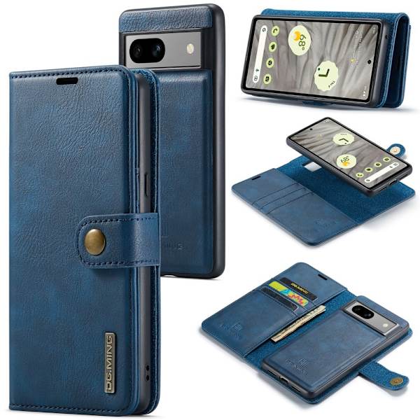 DG MING Google Pixel 8a 2-in-1 magneetti lompakkokotelo - Sininen Blue