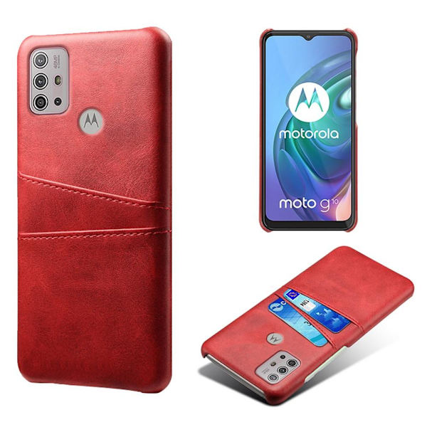 SKALO Moto G20/G30 PU-Läder Korthållare Skal - Röd Red