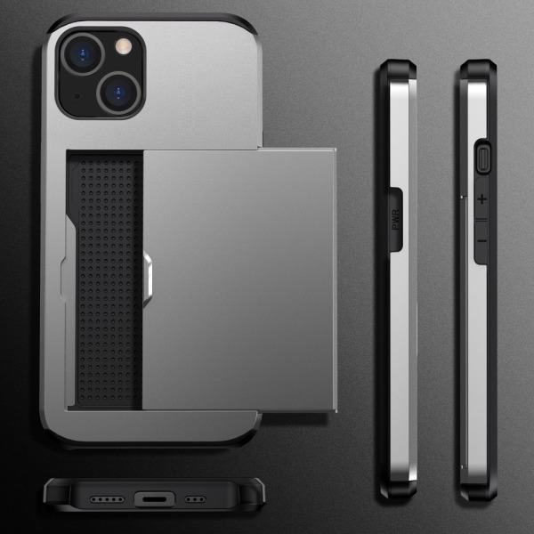 SKALO iPhone 15 Plus Armor Skal Korthållare - Grå grå